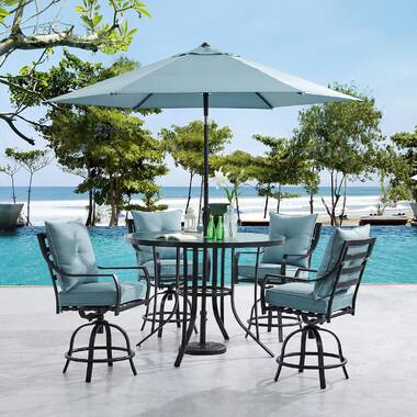 4 Person Round Outdoor Dining Set with Cushions